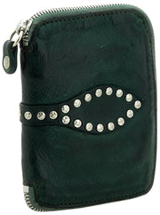 Campomaggi Asciano Quilted Stud Purse - Green Bottle
