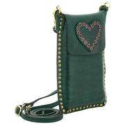 Campomaggi Portacellulare Stud Phone Holder Bag - Green Bottle/Red
