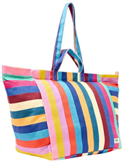 Roka Marylebone Large Cotton Canvas Oversized Tote Bag - Wide Multi Stripe
