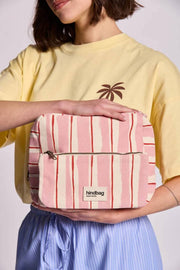 Hindbag Alix Extra Large Toiletry Bag - Pink/Red Stripes