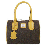 Das Impex Harris Tweed Leather Bowling Bag - Yellow/Brown