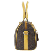 Das Impex Harris Tweed Leather Bowling Bag - Yellow/Brown