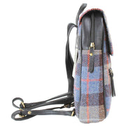 Das Impex Harris Tweed Small Leather Backpack - Black/Blue/Brown