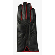 Dents Aveline Single-Point Leather Gloves - Black/Berry Red