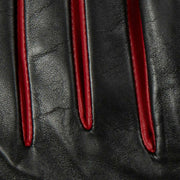 Dents Aveline Single-Point Leather Gloves - Black/Berry Red