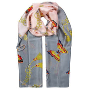 Dents Butterflies and Buckles Print Lightweight Scarf - Grey