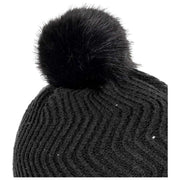 Dents Chevron Pom Pom Knit Bobble Hat - Black