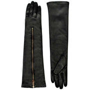 Dents Darcie Long Zip Leather Gloves - Black