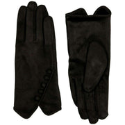 Dents Faux Suede Button Gloves - Black/Black