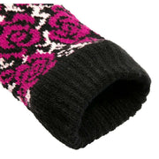 Dents Jacquard Rose Pattern Knitted Gloves - Black