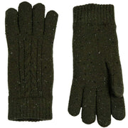 Dents Lacock Touchscreen Cable Knit Gloves - Olive Green