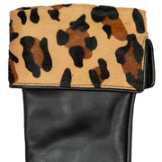 Dents Maya Ponyskin Leopard Print Cuff Leather Gloves - Black