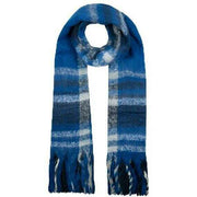 Dents Plaid Check Tassel Scarf - Cobalt Blue