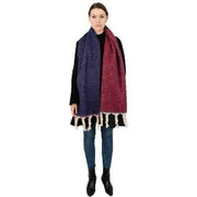 Dents Reversible Two-Tone Tassel Blanket Scarf - Claret Navy