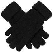 Dents Ribbed Knit Gloves - Black