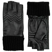 Dents Serena Quilted Chevron Fingerless Leather Gloves - Black