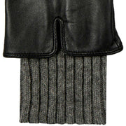 Dents Tamara Knitted Cuff Leather Gloves - Black/Charcoal