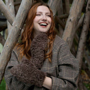 Dents Teddy Fleece Mittens - Chocolate Brown