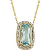 Elements Gold Elongated Topaz and Diamond Pendant - Blue/Gold