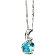 Elements Gold Topaz and Diamond Drop Pendant - Blue/Silver