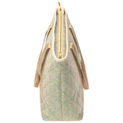 Elie Beaumont Summer Tote Bag - Aqua Geometric Basketweave