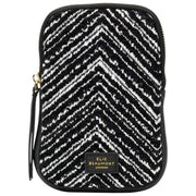 Elie Beaumont Velvet Phone Bag - Black Chevron/White