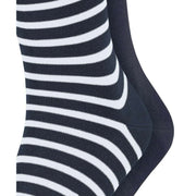 Esprit Fine Stripe 2 Pack Socks - Space Blue