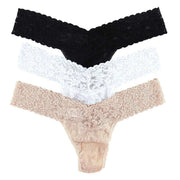 Hanky Panky Signature Lace 3 Pack Low Rise Thong - Black/White/Chai Beige