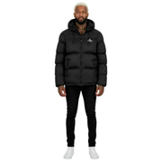 Helvetica Mountain Pioneers Middle Block Hooded Down Jacket - Black