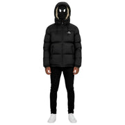 Helvetica Mountain Pioneers Middle Block Hooded Down Jacket - Black