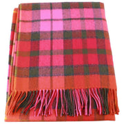 Locharron of Scotland Borders Buchanan Rose Lambswool Blanket - Red/Green/Pink