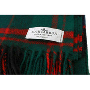 Locharron of Scotland Borders Macdonald Clan Modern Lambswool Blanket - Dark Green/Navy/Red