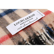 Locharron of Scotland Darwin Thomson Modern Tartan Oversized Lambswool Scarf - Camel Beige/Black/Blue