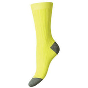 Pantherella Jasmine Contrast Heel and Toe Fil D'Ecosse Cotton Socks - Acid Green