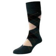 Pantherella Racton Argyle Merino Wool Socks - Racing Green