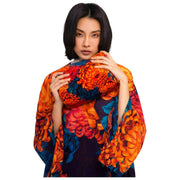 Powder Chrysanthemums Quilted Velvet Wash Bag - Orange