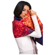 Powder Chrystanthemum Lux Print Scarf - Orange