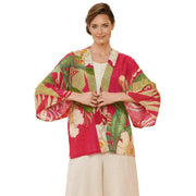 Powder Delicate Tropical Kimono Jacket - Dark Rose Pink