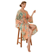 Powder Floral Jungle Kimono Gown - Petal Orange