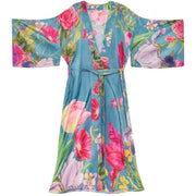 Powder Floral Study Kimono Gown - Denim Blue