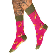 Powder Gentlemen Foxes Socks - Fuchsia Pink