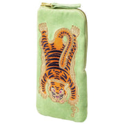 Powder Ikat Tiger Velvet Sunglasses Case - Mint Green