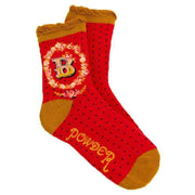 Powder Letter B Ankle Socks - Scarlet