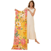 Powder Linen Impressionist Floral Scarf - Mustard Yellow