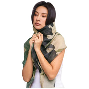 Powder Midnight Orchid Wool Wrap Scarf - White