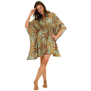 Powder Patterned Palms Beach Cover Up - Blue