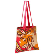 Powder Roaring Tiger Velvet Tote Bag - Fuchsia Pink