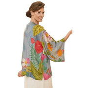 Powder Tropical Flora and Fauna Kimono Jacket - Lavender Blue