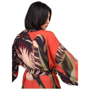 Powder Tulip Long Kimono Gown - Red