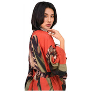 Powder Tulip Long Kimono Gown - Red